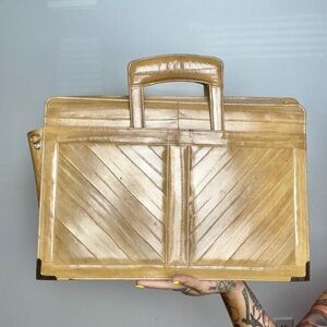 vintage Honey Colour Eel Skin Leather Bag
